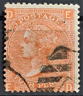GREAT BRITAIN 1865 - Canceled - Sc# 43, Plate 12 - 4d - Used Stamps