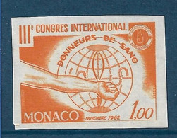 Monaco Essai De Couleur Non Dentelé  N°598** Dons Du Sang. - Errors And Oddities