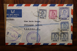 1948 Iraq Air Mail Cover Censure Enveloppe Osterreich Irak Mosul Registered Par Avion Recommandé Mossoul Zensur - Iraq