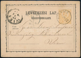 1873 Díjjegyes Levelezőlap / PS-card "SZENICZ" - "WIEN" - Otros & Sin Clasificación