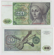 T112071 Banknote 20 DM Deutsche Mark Ro. 271a Schein 2.Jan. 1970 KN GB 0484402 S - 20 Deutsche Mark