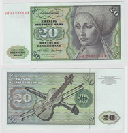 T114451 Banknote 20 DM Deutsche Mark Ro. 271b Schein 2.Jan. 1970 KN GF 2633713 F - 20 Deutsche Mark