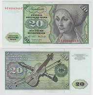T117583 Banknote 20 DM Deutsche Mark Ro. 271b Schein 2.Jan. 1970 KN GE 9284349 F - 20 Deutsche Mark