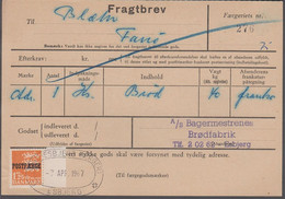 1967. Postfærge. 1,25 Kr. Orange On Fragtbrev To Fanø Cancelled FANØ - ESBJERG FÆRGER... (Michel PF40) - JF414686 - Pacchi Postali