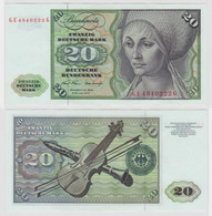 T117681 Banknote 20 DM Deutsche Mark Ro. 271b Schein 2.Jan. 1970 KN GE 4840222 G - 20 Deutsche Mark