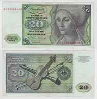 T117692 Banknote 20 DM Deutsche Mark Ro. 271a Schein 2.Jan. 1970 KN GC 7669004 D - 20 Deutsche Mark