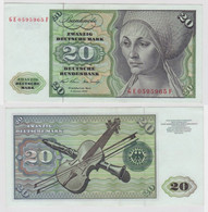 T131698 Banknote 20 DM Deutsche Mark Ro. 271b Schein 2.Jan. 1970 KN GE 0595965 F - 20 Deutsche Mark