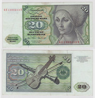 T133454 Banknote 20 DM Deutsche Mark Ro. 271b Schein 2.Jan. 1970 KN GE 1392412 V - 20 DM