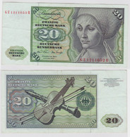 T133945 Banknote 20 DM Deutsche Mark Ro. 271b Schein 2.Jan. 1970 KN GE 1211652 R - 20 Deutsche Mark
