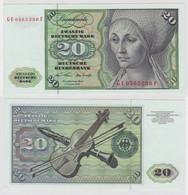 T134527 Banknote 20 DM Deutsche Mark Ro. 271b Schein 2.Jan. 1970 KN GE 0565236 F - 20 Deutsche Mark