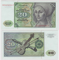 T135057 Banknote 20 DM Deutsche Mark Ro. 271b Schein 2.Jan. 1970 KN GE 6276731 F - 20 Deutsche Mark