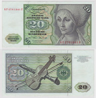 T135605 Banknote 20 DM Deutsche Mark Ro. 271b Schein 2.Jan. 1970 KN GF 2761941 F - 20 DM