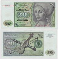 T135605 Banknote 20 DM Deutsche Mark Ro. 271b Schein 2.Jan. 1970 KN GF 2761941 F - 20 Deutsche Mark