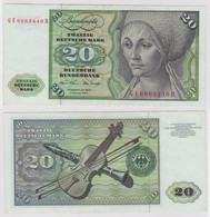 T136384 Banknote 20 DM Deutsche Mark Ro. 271b Schein 2.Jan. 1970 KN GE 6663446 R - 20 Deutsche Mark