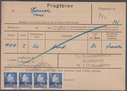 1967. Postfærge. Fr. IX. 80 Øre Blue In 4-STRIPE On Fragtbrev To Fanø Cancelled FANØ ... (Michel PF42) - JF414694 - Paketmarken