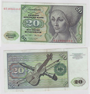 T138030 Banknote 20 DM Deutsche Mark Ro. 271b Schein 2.Jan. 1970 KN GE 4986135 Z - 20 Deutsche Mark