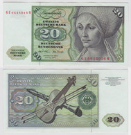 T138129 Banknote 20 DM Deutsche Mark Ro. 271b Schein 2.Jan. 1970 KN GE 6648016 M - 20 Deutsche Mark