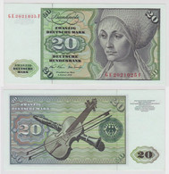 T141752 Banknote 20 DM Deutsche Mark Ro. 271b Schein 2.Jan. 1970 KN GE 2021025 F - 20 Deutsche Mark