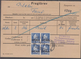 1970. Postfærge. Fr. IX. 80 Øre Blue In 4-BLOCK On Fragtbrev To Fanø Cancelled FANØ -... (Michel PF42) - JF414696 - Colis Postaux