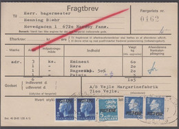 1972. Postfærge. 5 Kr. Blue + 2 Ex 90 øre Frederik + 2 Ex 100 øre Margrethe On Fragtb... (Michel PF44+) - JF414697 - Parcel Post