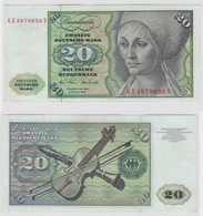 T145221 Banknote 20 DM Deutsche Mark Ro. 271b Schein 2.Jan. 1970 KN GE 4979636 V - 20 DM
