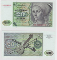 T145222 Banknote 20 DM Deutsche Mark Ro. 271a Schein 2.Jan. 1970 KN GB 9191839 Y - 20 DM