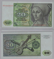 T145649 Banknote 20 DM Deutsche Mark Ro. 271b Schein 2.Jan. 1970 KN GE 4644650 S - 20 Deutsche Mark