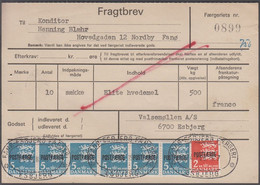 1977. Postfærge. 6-STRIPE 5 Kr. Blue + 2 Kr. On Fragtbrev To Fanø Cancelled FANØ - ES... (Michel PF44+) - JF414706 - Parcel Post