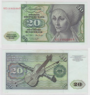 T147835 Banknote 20 DM Deutsche Mark Ro. 271b Schein 2.Jan. 1970 KN GE 1102580 V - 20 Deutsche Mark