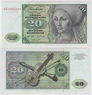 T147854 Banknote 20 DM Deutsche Mark Ro. 271b Schein 2.Jan. 1970 KN GE 9700155 C - 20 DM