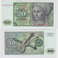 T147874 Banknote 20 DM Deutsche Mark Ro. 271b Schein 2.Jan. 1970 KN GE 4592986 S - 20 Deutsche Mark