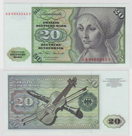 T147895 Banknote 20 DM Deutsche Mark Ro. 271a Schein 2.Jan. 1970 KN GB 99855845 Y - 20 Deutsche Mark