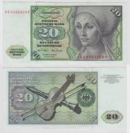 T147928 Banknote 20 DM Deutsche Mark Ro. 271b Schein 2.Jan. 1970 KN GE 9523489 P - 20 DM