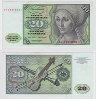 T147941 Banknote 20 DM Deutsche Mark Ro. 271a Schein 2.Jan. 1970 KN GC 5431693 C - 20 Deutsche Mark