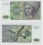 T147945 Banknote 20 DM Deutsche Mark Ro. 271a Schein 2.Jan. 1970 KN GB 5560860 Q - 20 DM