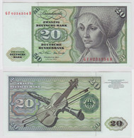 T147961 Banknote 20 DM Deutsche Mark Ro. 271b Schein 2.Jan. 1970 KN GF 0234354 B - 20 Deutsche Mark