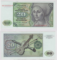 T148037 Banknote 20 DM Deutsche Mark Ro. 271b Schein 2.Jan. 1970 KN GE 3316565 P - 20 Deutsche Mark