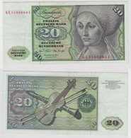 T148098 Banknote 20 DM Deutsche Mark Ro. 271b Schein 2.Jan. 1970 KN GE 5108894 L - 20 Deutsche Mark