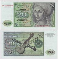 T148124 Banknote 20 DM Deutsche Mark Ro. 271b Schein 2.Jan. 1970 KN GE 3209929 M - 20 Deutsche Mark