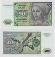 T148145 Banknote 20 DM Deutsche Mark Ro. 271b Schein 2.Jan. 1970 KN GE 2106130 R - 20 Deutsche Mark