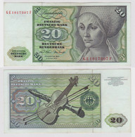 T148161 Banknote 20 DM Deutsche Mark Ro. 271b Schein 2.Jan. 1970 KN GE 1017307 F - 20 Deutsche Mark