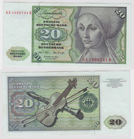 T148170 Banknote 20 DM Deutsche Mark Ro. 271b Schein 2.Jan. 1970 KN GE 1866741 R - 20 Deutsche Mark