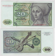 T148286 Banknote 20 DM Deutsche Mark Ro. 271b Schein 2.Jan. 1970 KN GE 0613897 F - 20 Deutsche Mark