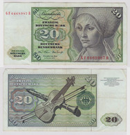 T148406 Banknote 20 DM Deutsche Mark Ro. 271b Schein 2.Jan. 1970 KN GF 6468987 B - 20 Deutsche Mark