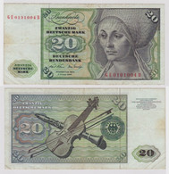 T148451 Banknote 20 DM Deutsche Mark Ro. 271b Schein 2.Jan. 1970 KN GE 0191004 B - 20 DM