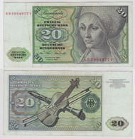 T148461 Banknote 20 DM Deutsche Mark Ro. 271a Schein 2.Jan. 1970 KN GB 5994977 V - 20 Deutsche Mark