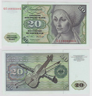 T148572 Banknote 20 DM Deutsche Mark Ro. 271b Schein 2.Jan. 1970 KN GE 1609400 G - 20 Deutsche Mark