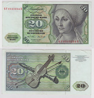 T148625 Banknote 20 DM Deutsche Mark Ro. 271b Schein 2.Jan. 1970 KN GF 0843284 B - 20 Deutsche Mark