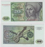 T148648 Banknote 20 DM Deutsche Mark Ro. 271b Schein 2.Jan. 1970 KN GE 0748380 G - 20 DM