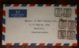 1948 Iraq Air Mail Cover Enveloppe Czechoslovakia Irak Bloc Registered Par Avion Recommandé Tchequie Kraslice - Irak